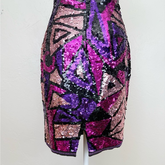 Vintage 1980s Silk Multicolor Fully Sequined & Beaded Dress by Susan Rose 8 - Picture 7 of 16